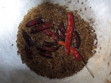 put some dry chilly to warm oil and give cumin /spoon or two/