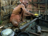 Laxman Ojha, my friend, great guy  - cooking at his blacksmith workshop